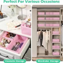 1/3/6/9件装可折叠布艺抽屉收纳盒，衣柜梳妆台收纳盒，适用于内衣、胸罩、内裤、袜子、衬衫等，粉色，适合作为情人节礼物 - 彩色 - 查看 4