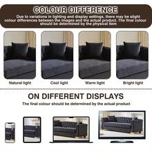 Chesterfield Velvet 3 Seater Sofa & 2 Seater Sofa Set, Moderm Sofa Couch Set With Rolled Arms And Button Tufted Back, Luxury Upholstered Living Room Furniture, Classic Modern Couch For Apartment Home Office, Deep Seat Sofa With Spring Cushions, Solid Wood Frame - 黑色 - 查看 6
