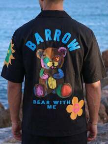 男士街头时尚多巴胺图案T恤，复古卡通爱心印花短袖上衣，休闲宽松沙滩度假衬衫，前卫Y2K夏季穿搭 - 彩色 - 查看 3