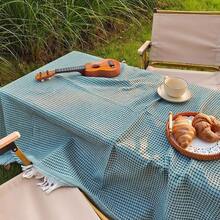 1pc Bohemian Cotton Crochet Tablecloth With Tassel Trim, Suitable For Parties, Weddings, Picnics, Kitchen And Restaurant Dining Table - White - Picnic Tablecloth - View 78