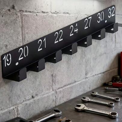 1 Piece Wall-Mounted Wrench Door Hook, Portable Digital Size Wall Iron Storage Rack, Creative Home Decor Black Digital Hook