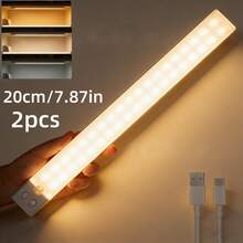 2pcs USB Rechargeable LED Motion Sensor Lights, Super Thin Wireless Under Cabinet Lighting, 3 Color LED Strip, Suitable For Kitchen, Closet, Stairs, Hallway, Emergency Lighting, Christmas, Halloween Gifts - 2pcs - View 12