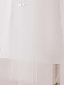 女童纯色蕾丝特别演出公主裙，短裙，适合婚礼、招待会、节日、派对、钢琴演奏会等场合；优雅女童刺绣花卉无袖背心薄纱连衣裙；少女舞蹈表演礼服；生日派对及膝连衣裙 - 白色 - 查看 9