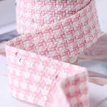 Fita xadrez bicolor com lantejoulas em padrão pied-de-poule, ideal para decoração de roupas, sapatos, chapéus, laços e acessórios de cabelo DIY. - Multicolorido - Ver 15