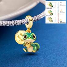 1件925纯银心形蜥蜴吊坠，适合女士手链、手镯DIY饰品制作及日常穿搭配饰，适合女孩佩戴