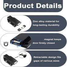 4个重型磁性按压式开门器，适用于橱柜、抽屉、衣柜、房车家具，轻触式释放门把手（黑色） - 4 件裝 - 查看 6