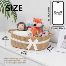 1pc Hand-Woven Storage Basket, Adorned With A Bow, Decorative Storage Basket, Suitable For Desktop Organization, Children's Room Storage, Toy Storage, Towel Storage, And Bathroom Storage. Can Be Used To Store Aromatherapy Products, Tissues, Towels, Flower Pots, Gifts, Etc. Can Also Be Used As A Gift Basket. - Multicolor - View 4