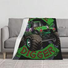 Sunny Side Up Monster Jam Plush Travel Throw Flannel Throw Blanket - Measures 40 X 50 Inches - Super Soft & Cozy Travel Accessories Features Grave DiggerS - màu đen - Xem 1