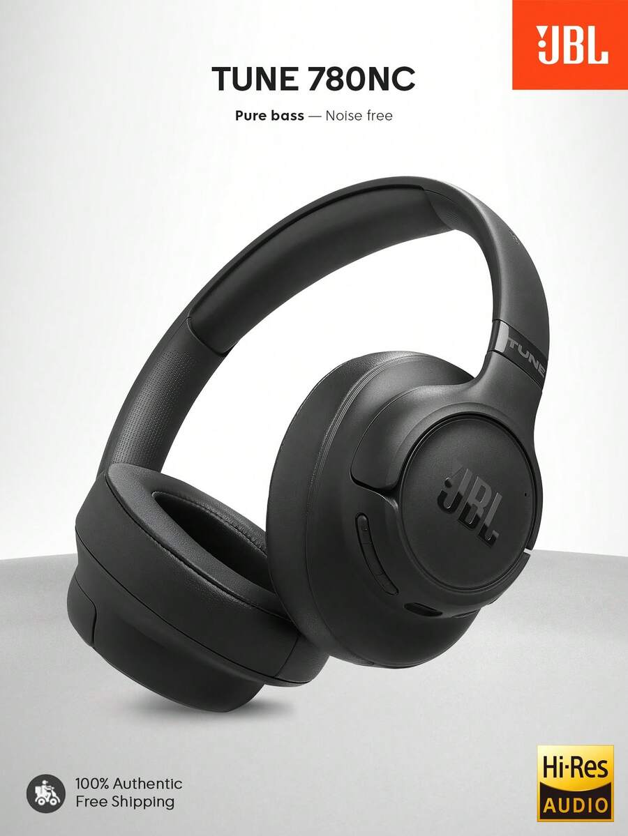 Tune 780NC 无线头戴式主动降噪耳机，Hi-Res JBL Pure Bass 高解析度音效，支持空间音频，76 小时续航，蓝牙 6.0，快速充电，多点连接，可折叠 - 黑色 - 查看 1