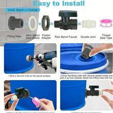 一套雨水桶水龙头PVC分流器套件，3/4英寸阀门，墙壁连接器，软管水龙头 - 彩色 - 查看 6