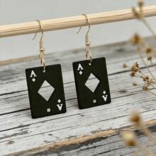 5pcs/Set Creative Personalized Funny Faux Wood Poker Card Cube A Stylish Women Party Earrings - Multicolor - View 3