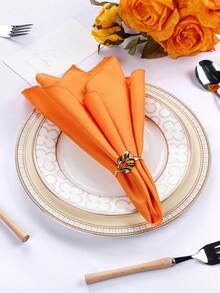 10/20/30pcs 100% Polyester Soft Washable Cloth Napkins, Suitable For Valentine's Day, Hotel Dinner, Wedding, Restaurant And Party (30cm*30cm/35cm*35cm/43cm*43cm/50cm*50cm) - Orange - View 2