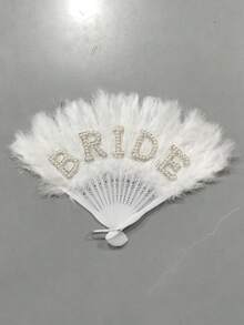 1 件仿羽毛扇，珍珠新娘羽毛扇，单件女士派对新娘婚礼装饰，手持扇，适合作为服装配饰和派对装饰，也适合婚礼、夏季生日、海滩、返校、学习用品和房间装饰。 - 彩色 - 查看 10