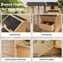 Casa para Gallinas con Corral - Gallinero Grande de Madera con Techo Impermeable, Ideal para 4-6 Pollos, Incluye Nido y Rampa - Color de la madera - Ver 4