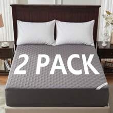 Paquete de 2 protectores de colchón impermeables tamaño individual silencioso con bolsillo profundo ajustado para 6 a 15 pulgadas funda de colchón transpirable a prueba de suciedad para recámara - gris - Ver 8