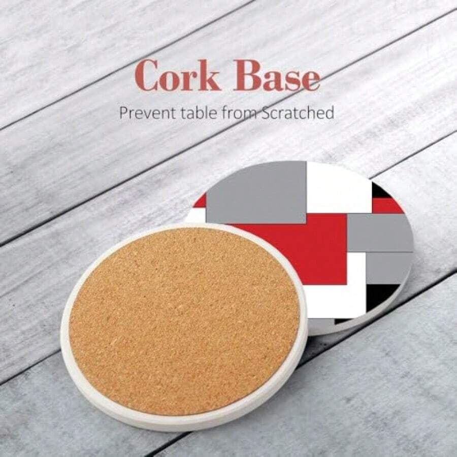 Coasters - Kırmızı Siyah Gri Soyut Geometrik - Görünüm 1