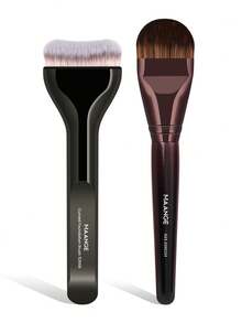 MAANGE Bộ 1/2 cọ trang điểm chuyên nghiệp đa năng, được làm từ lông tổng hợp chất lượng cao giúp trang điểm hoàn hảo, dụng cụ trang điểm mặt đa chức năng dùng để tán kem nền và mặt nạ, phù hợp cho người mới bắt đầu trang điểm, giúp bạn tạo nên vẻ ngoài tự tin, hoàn hảo cho sử dụng hàng ngày và khi đi du lịch, một món quà lý tưởng cho phụ nữ và các cô gái. - màu đen - Xem 3