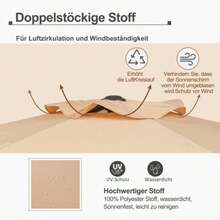 Elegant 300x245 Cm Garden Parasol With Double Crank, Glass And 8-Fold Ribs – Innovative Suspension System, Double Waterproof Laminate And Adjustable Tilt For Terrace And Garden Use (Khaki)