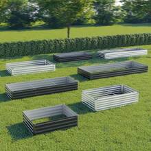 Odwmwhuh  10x2x1 Ft 2 Pack Galvanized Raised Garden BedOutdoor Planter Box Metal Patio Kit Planting Bed For Vegetables Flowers And Succulents Black - Black - View 5