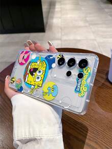 SPONGEBOB 1个时尚卡通创意趣味全屏波点海绵宝宝和章鱼图案防震透气手机壳保护套，兼容三星/苹果17/16/15/14/13/12/11 Pro Max/12 Pro/14 Plus及其他型号 - 彩色 - 查看 3