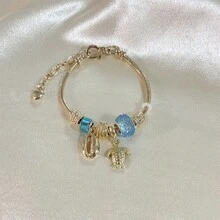 1件时尚夏季扇贝海龟心形吊坠手链，DIY沙滩饰品，女士礼物 - 金色 - 查看 14