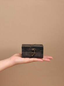 1pc Vintage Mini Wooden Jewelry Storage Box, Ring Necklace Packaging Box, Antique Wooden Box, Art Collection Box, Craft Wooden Box, Unique Gift Box, Antique Collectibles Storage Box, Secret Treasure Box - Multicolor - View 4