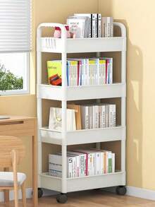 Compact Movable Storage Rack, Multi-Tier Floor-Standing Toy Storage Rack, Kitchen Supplies & Vegetable Organizer Rack, Wheeled Bedroom Bookshelf, Mobile Snack Storage, Perforated Design To Prevent Water Accumulation, Also Suitable For Bathroom Storage. Can Store Snacks, Books, Toys, Vegetables, Condiment Bottles, Bathroom Toiletries. Can Be Placed On Tabletop Or Under Table, Ideal For Kitchen, Bathroom, Room, Study, Layered Storage Rack, Trolley-Style Storage Rack, Wardrobe Organization. - Multicolor - View 15
