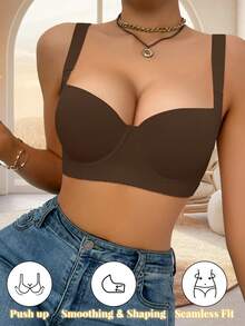 Hersunei Áo ngực không gọng màu đen, thoải mái, nâng đỡ tốt, thích hợp mặc hàng ngày cho phụ nữ. - Màu nâu  Mocha - Xem 4