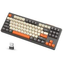 FREEWOLF M87 无线游戏键盘，机械手感，静音 RGB 背光，蓝牙/2.4GHz 双模连接，PBT 渐变键帽，符合人体工学设计，75% 紧凑型键盘，适用于 Windows/PC 系统 - 彩色 - 查看 14