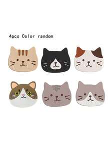 4pcs Cat Silicone Cup Coasters, Heat Resistant Mug Mats, Waterproof Tabletop Placemats, Thick & Heat-Proof - Multicolor - View 8
