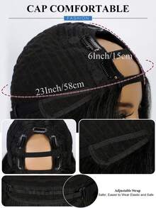 U型卷发假发，适合非裔卷发，18英寸波波头蓬松卷发，自然黑色，无需留毛，夹式半头假发 - 黑色 - 查看 8