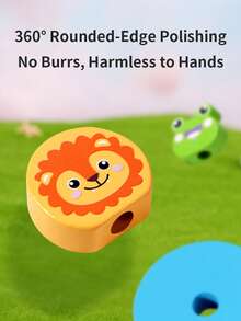 Juguetes de rompecabezas de apilamiento de animales de madera, juego de emparejamiento de formas Montessori, incluye panda, rana, león, regalo de educación temprana colorido adecuado para niños pequeños - Multicolor - Ver 7