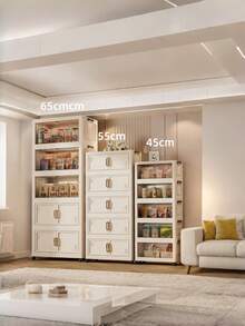 1个可折叠塑料收纳盒，1-5层，宽55厘米，带盖带轮，可堆叠，适用于卧室、客厅、厨房、书房、办公室等场所，可折叠收纳箱 - 彩色 - 查看 1