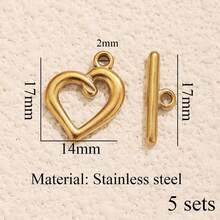 5 أزواج من الخواتم المفتوحة المطلية بالذهب الأصفر عيار 18 قيراط من الفولاذ المقاوم للصدأ بتصميمات قلب/فراشة/زهرة/محفورة، مناسبة لصنع الأساور والقلائد وغيرها من المجوهرات اليدوية، إكسسوارات زخرفية يومية - مشبك OT - مشاهدة 10