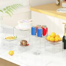Acrylic Cake Stand Set - 6 Piece Clear Display Risers With Hollow Bottoms, Elegant Dessert Presentation Stands For Parties, Cupcakes, Pastries - Versatile, No Electricity Required - Multicolor - View 6