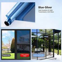 单向隐私窗膜 - 隔热防窥窗膜，二合一隐私保护玻璃贴，自粘隔热窗膜，适用于阳台、卧室，阻挡光线并降低温度 - 1PC - 查看 9