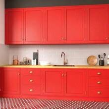 1卷纯色乙烯基壁纸，哑光红色，易撕易贴，可移除式自粘壁纸，适用于客厅、卧室、家具、浴室、书桌、橱柜翻新，DIY可移除墙面装饰，尺寸：15.7英寸 x 39.3英寸/118.1英寸/196.8英寸 - D-紅色 - 查看 4