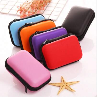 1pc Multi-Functional Mini Storage Pouch, Suitable For Cables, Earphones, Coins & Jewelry, Portable Zipper Organizer