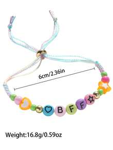 6pcs/Set Positive Energy Letter Word LOVE Dream Happy Smile Colorful Beaded Adjustable Braided Friendship Bracelets, Random Color - Multicolor - View 2