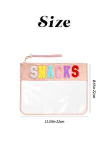 Women's Letter Transparent Zipper Storage Bag Transparent Cosmetic Bag Multifunctional Snack Bag - Baby Pink - View 8