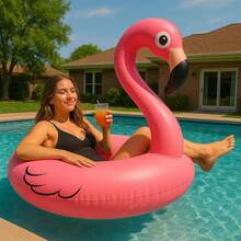 Pink Flamingo - Giant Inflatable Animal Pool Float, Inflatable Floating Ring, Inflatable Swimming Ring, Inflatable Beach Float, Adult Summer Pool Party Water Toy - Pink - View 4