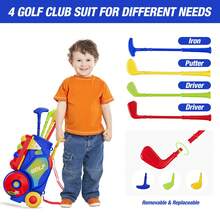 HYES 3 In 1 Toddler Golf Set With Putting Mat & Sticky/Golf Game, Kids Golf Club With 8 Balls, 4 Plastic Clubs, Scoreboard, Indoor Outdoor Sport Toys With Golf Cart Gift For Boys Girls Aged 2-5, Blue - Blue With Mat & Board - View 5