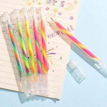 1/6pcs Gradient Spiral Writing Cards, Cute Cartoon Patterns, Random Styles, Office/Study Gift Pens, Student Stationery Small Prizes, Suitable For Parent-Child Education, School, Unisex, Students, Stationery, Drawing, Teachers, Classroom, Supplies, Birthday, Holiday, Party Gifts - Mixed Colors - View 2