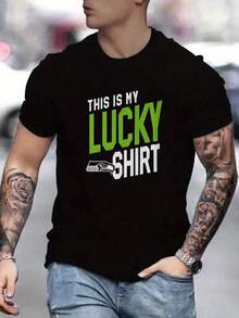 Men's SeattleSeahawks Fan Graphic Tee ,Seahawks Football T-Shirt, Cool Popular,  Fashion, Gift For Football Fan, Men'S And Women's Graphic T-Shirt,Casual Sport Attire - Machine Washable, Seahawks Gift For Men - 黑色22 - 查看 1