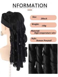 Peluca con coleta ondulada y rizada de 20 pulgadas de largo, hecha de fibra sintética resistente al calor, adecuada para que las mujeres la usen en Navidad, fiestas de Halloween y uso diario - Multicolor - Ver 5