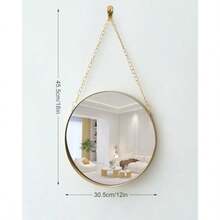 zxxMAOXINGREN Redo de Pared sin Aguero ntage Dorado Redo de Pared Espeo de Cadena Colgante Multiusos para baño Dormito sn etc rativo clco GrandeEspejo del baño - dorado - Ver 2