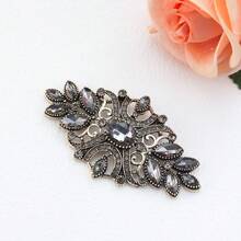 1pc Vintage Grey Rhinestone Turkish Brooch For Women, Suitable For Muslim Hijab, Collar, Wedding Bride Decoration, Antique Gold Alloy Brooch Jewelry - Turkish Brooch - View 8