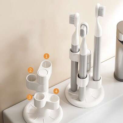 1个旋转式牙刷（笔）架，浴室台面收纳架，防滑笔架，可收纳化妆刷。浴室小工具，浴室收纳整理。牙刷牙膏架，家居用品。浴室