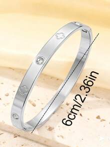 2026新款不锈钢戒指，多种款式设计（罗马数字、四叶草、水钻镶嵌等），通勤百搭，奢华配饰，可叠戴，低过敏性，独特设计，节日礼物 - 銀色 - 查看 12