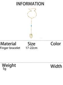 1 pieza Anillo de nudillo de cadena de metal con cuentas de turquesa de estilo minimalista y moderno (patrón de vetas de turquesa al azar) - Amarillo Oro - Ver 5